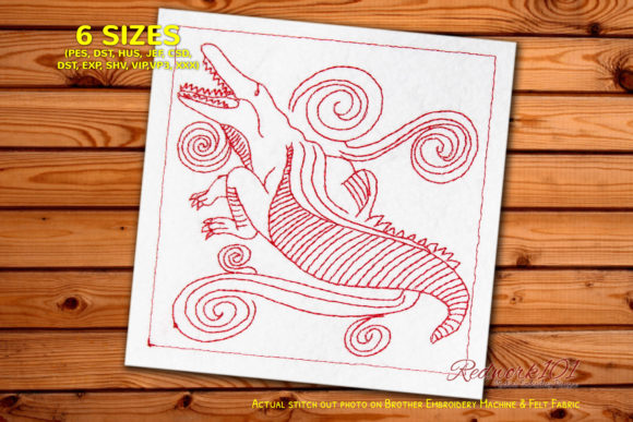 Crocodile Redwork: A Playful Holiday Embroidery Pick