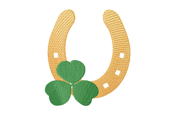 Gold Horseshoe with Four Leaf Clover