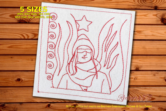 Women Wearing Glasses Redwork